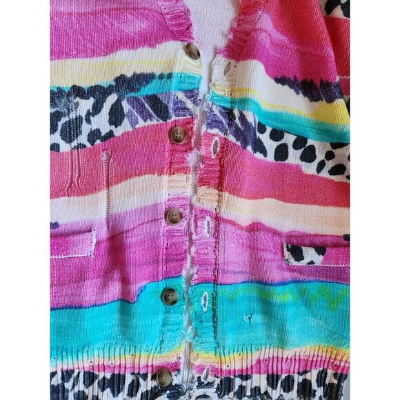 NWOT R13 Distressed Stripe Edge Oversize Cardigan Sweater Size XS Multi #2E405 - Picture 12 of 13